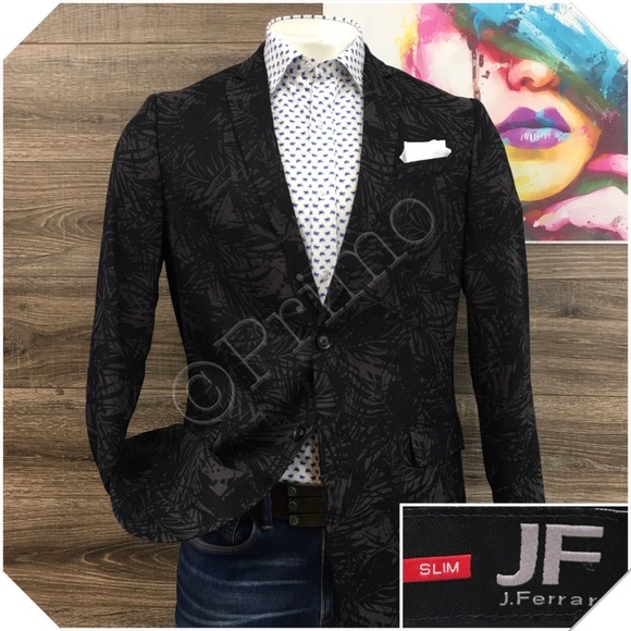 JF FERRAR Mens Linen Cotton Blazer Sport Coat Casual Jacket Size 42L Slim Suit